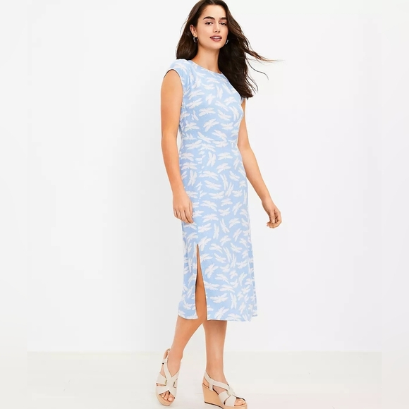 NWT LOFT Butterfly Flutter Sleeve Midi Dress - Picture 1 of 7